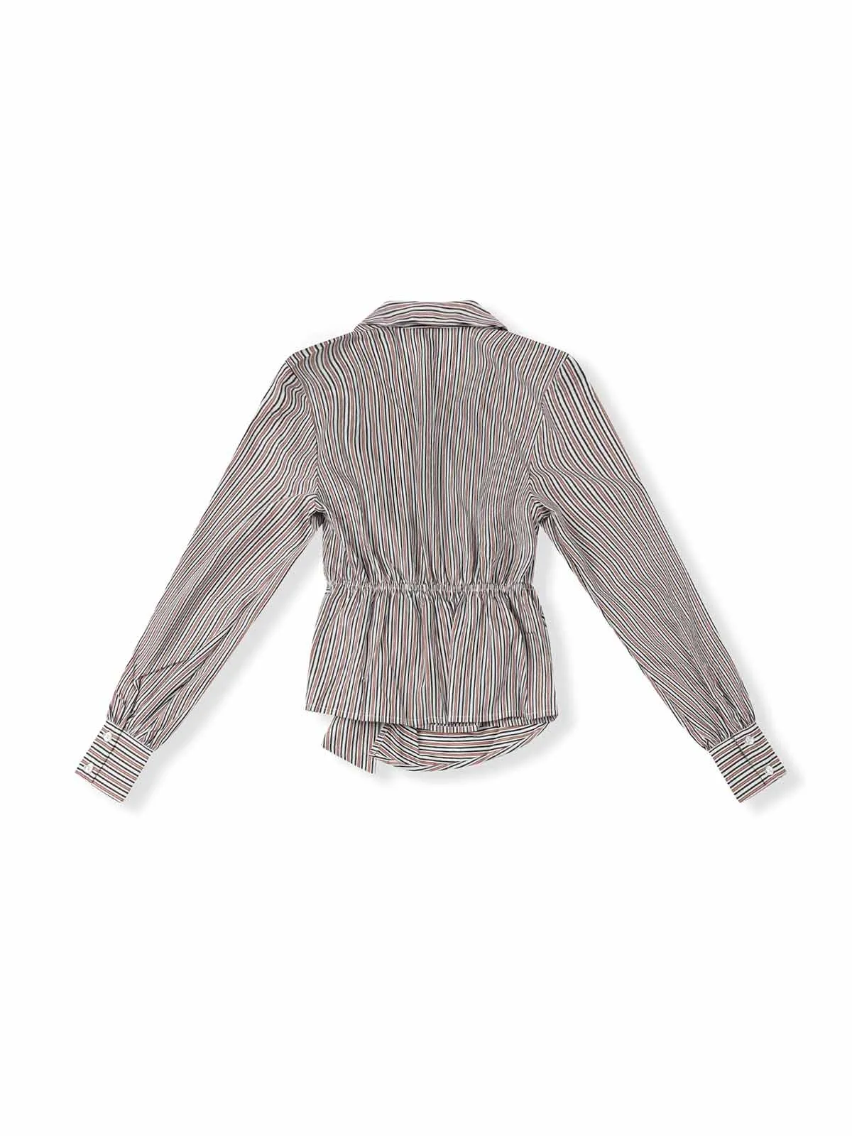 ASOBIO Long-Sleeve Asymmetrical Wrap Drapey Shirt