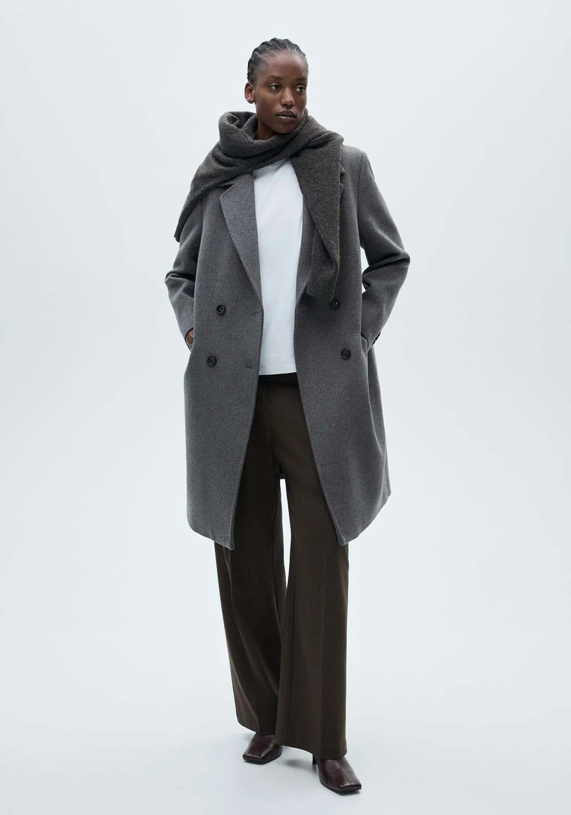 Double-breasted wool coat - Gray