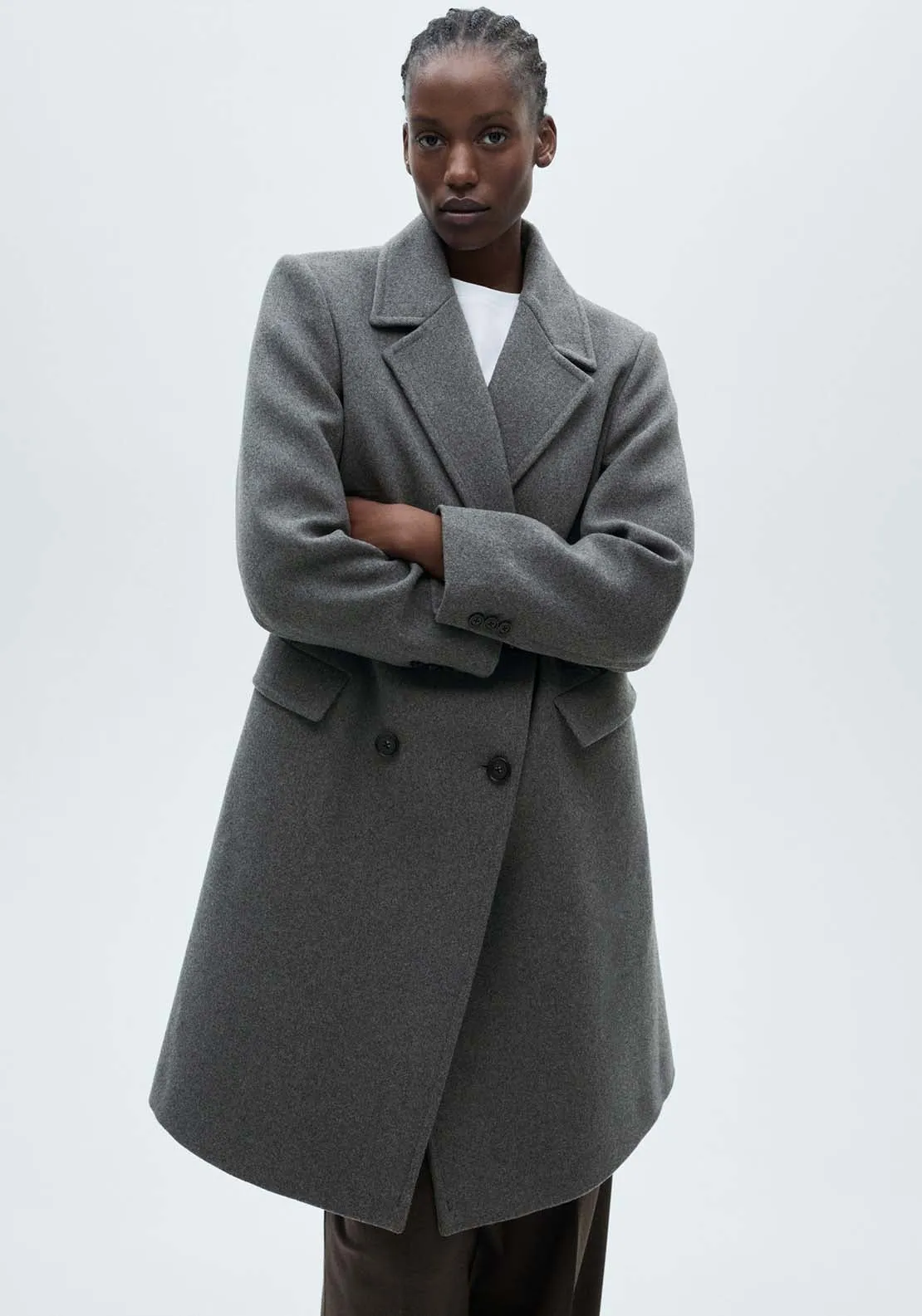 Double-breasted wool coat - Gray