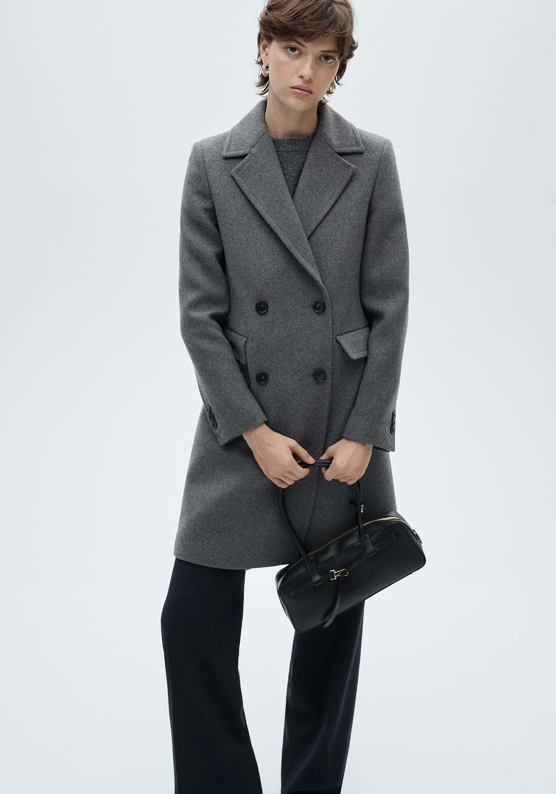 Double-breasted wool coat - Gray
