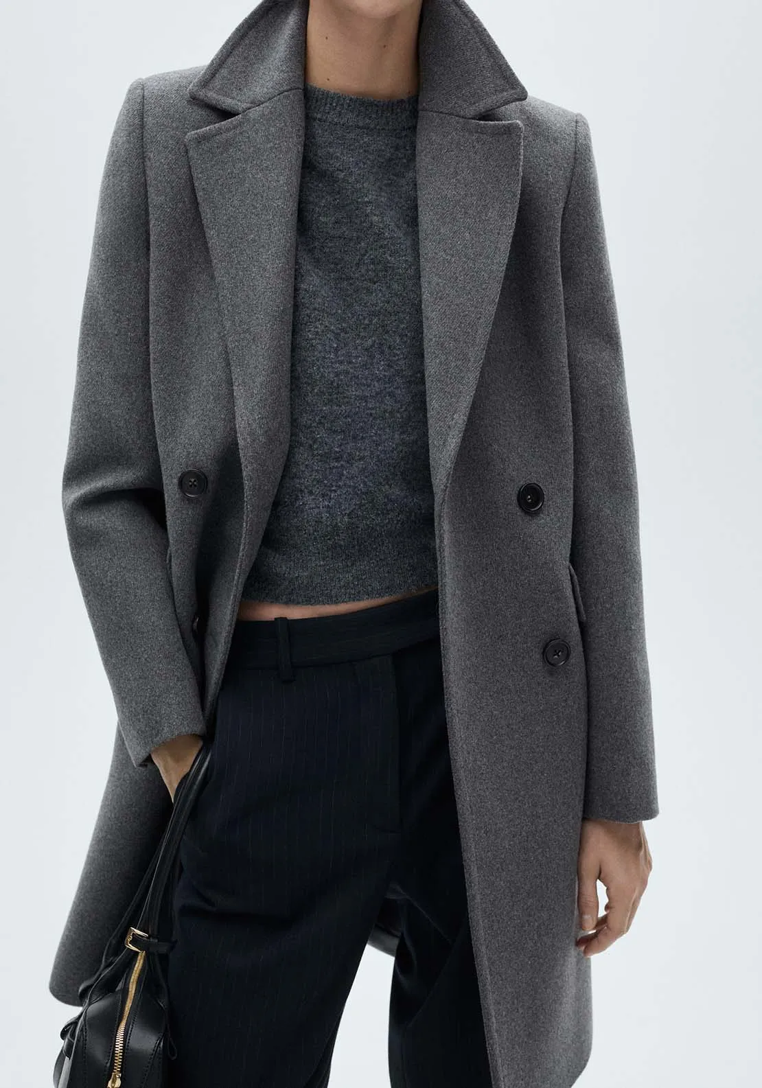 Double-breasted wool coat - Gray