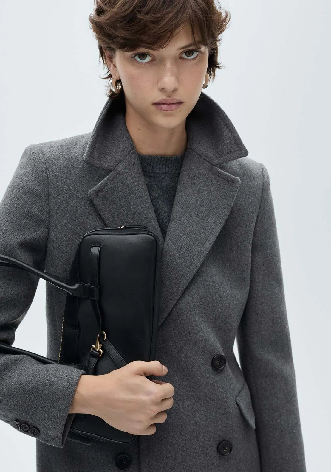Double-breasted wool coat - Gray