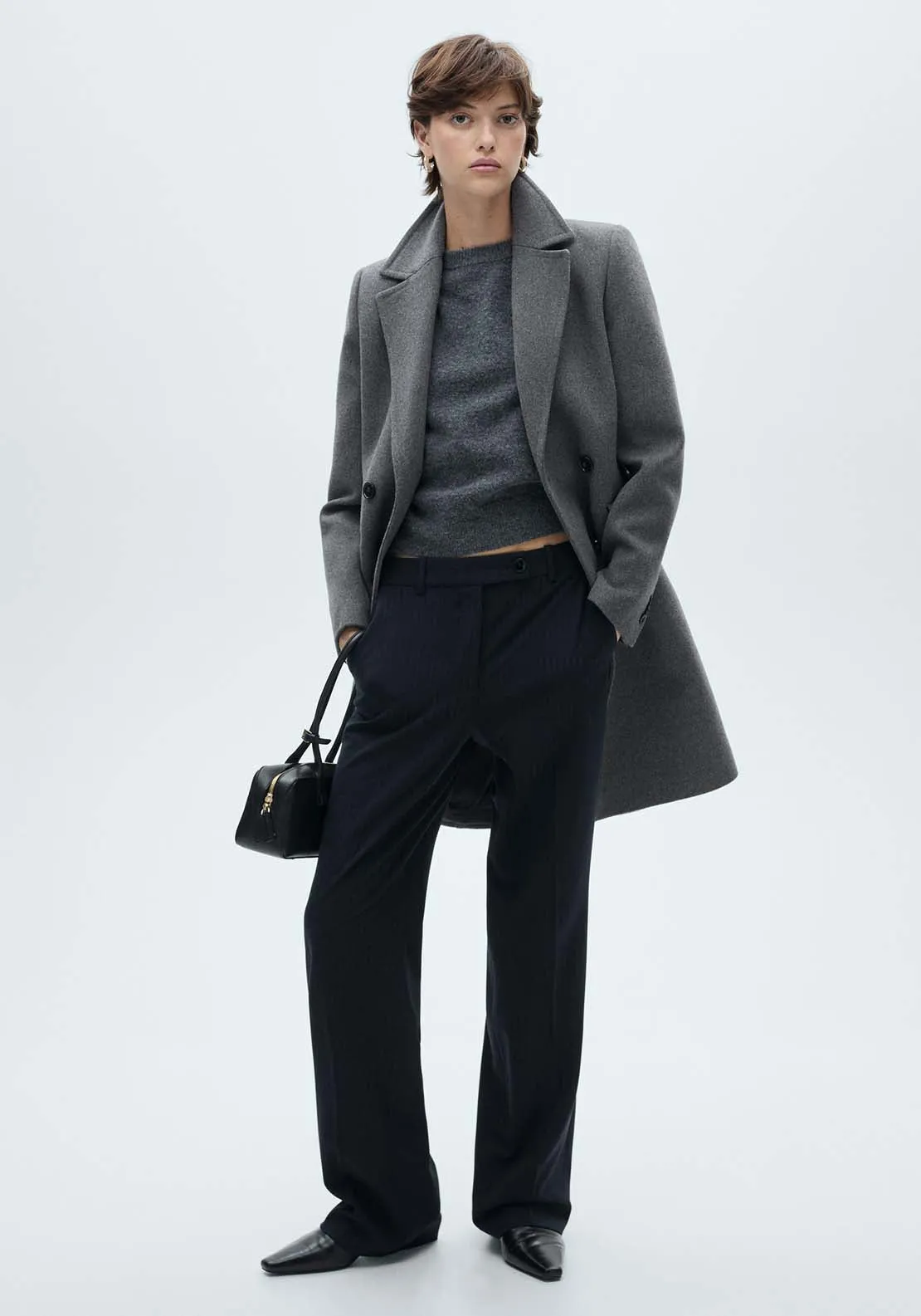 Double-breasted wool coat - Gray