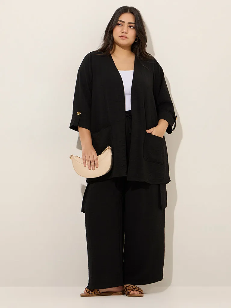 Gia Black Crinkle-Textured Shrug