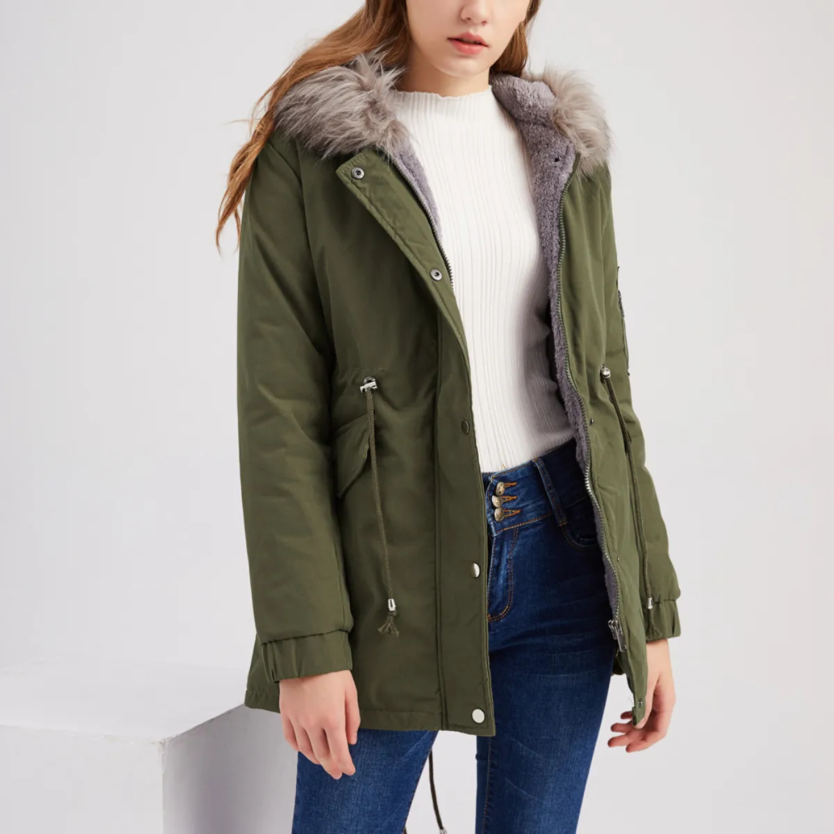 MARINA | Warm Velvet-Trimmed Parka