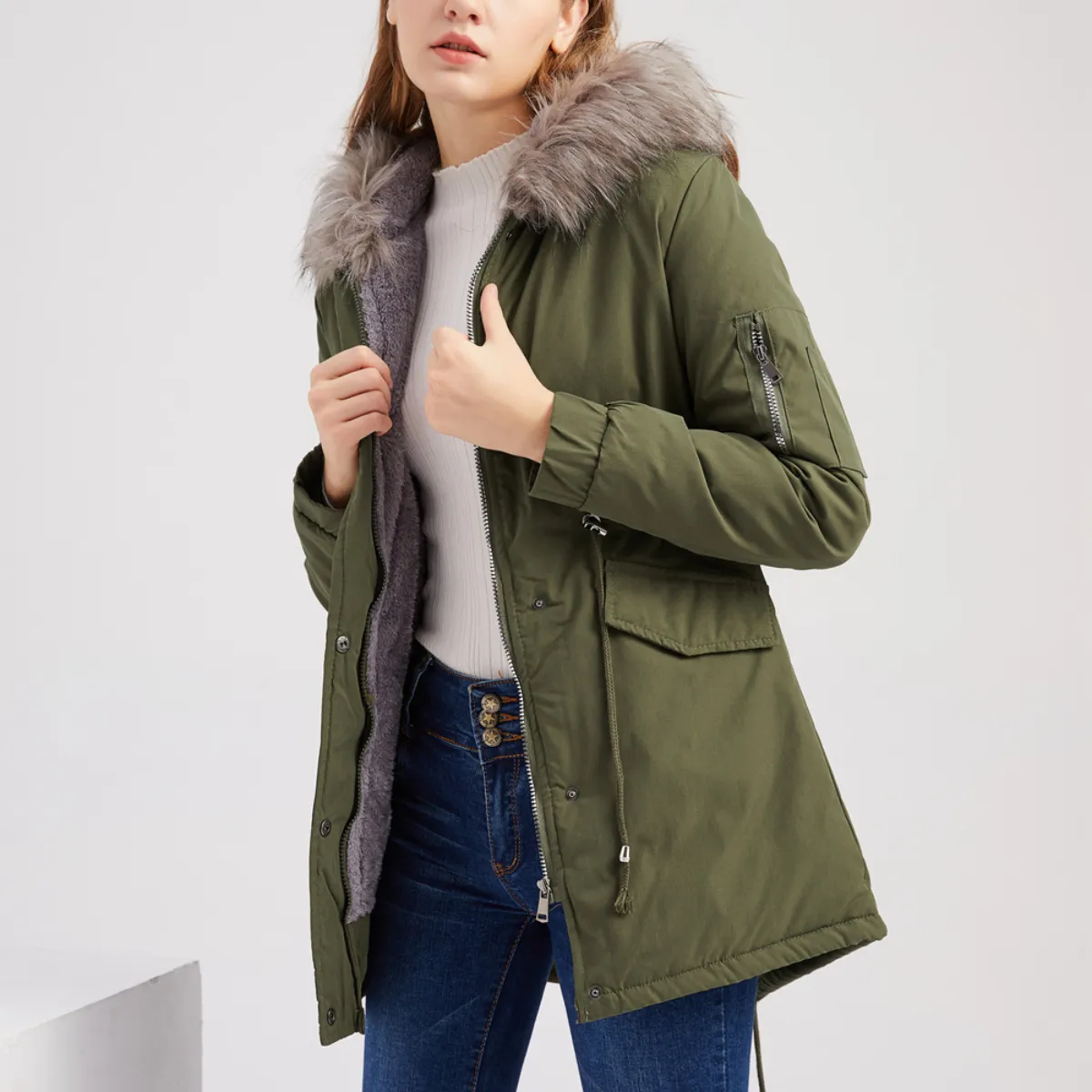 MARINA | Warm Velvet-Trimmed Parka