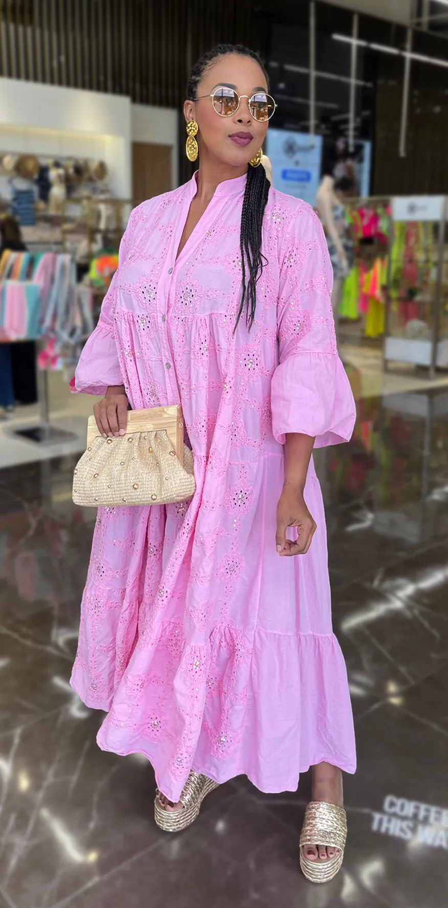 Pink Buttoned Dress
