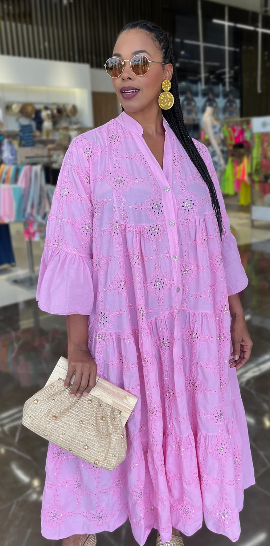 Pink Buttoned Dress