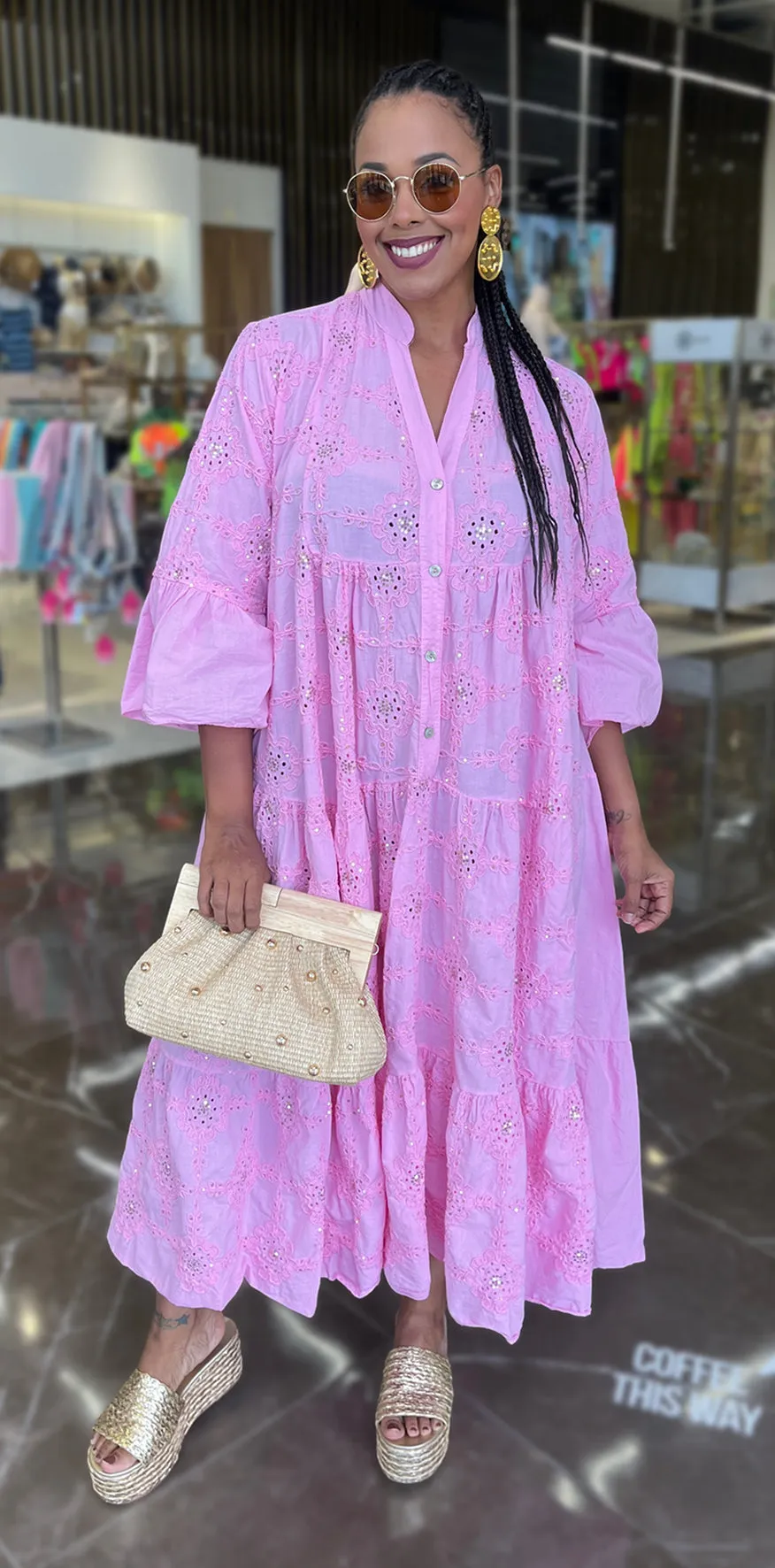 Pink Buttoned Dress