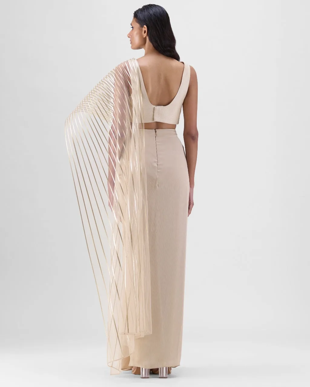 Sand Structured Pallu Sari Set