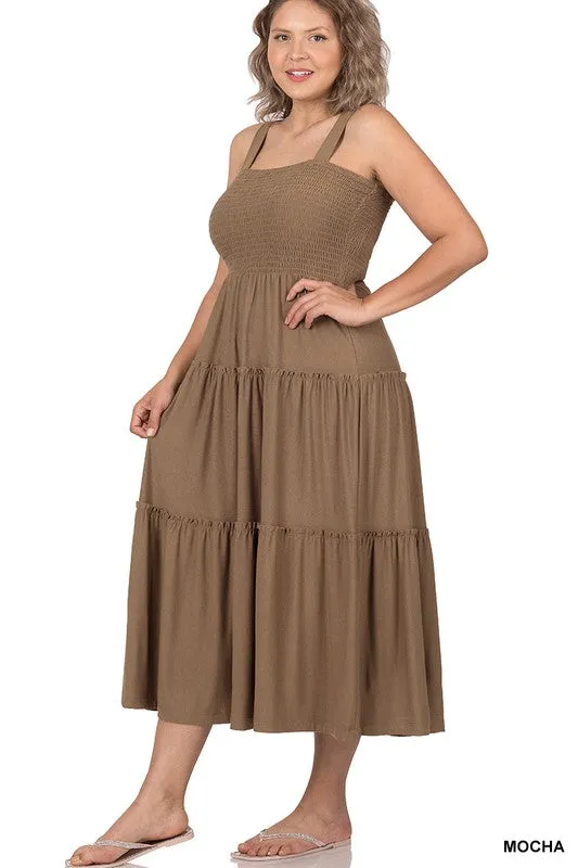 Smocked Tiered Midi Dress | Plus Size