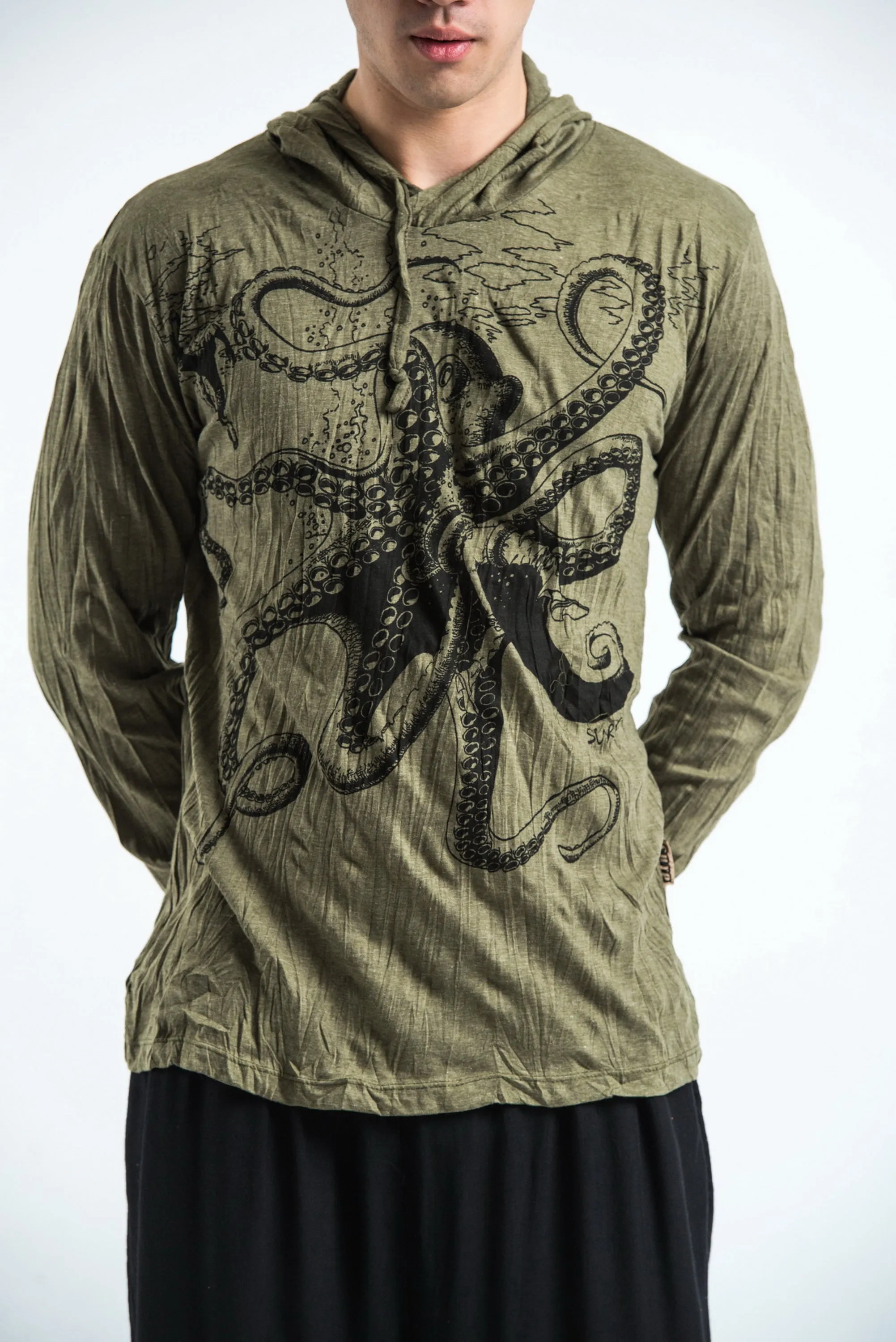 Unisex Octopus Hoodie in Green